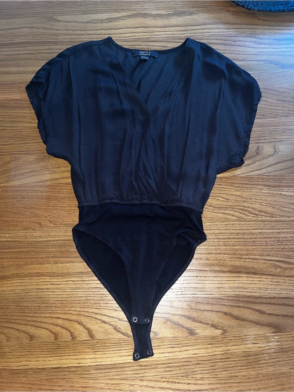 Forever 21 Contemporary Black Short Sleeve Bodysuit Small